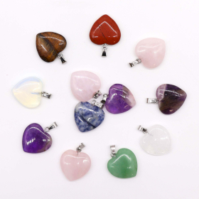 12x Gemstone Heart Pendants (12 assorted) 20x6mm