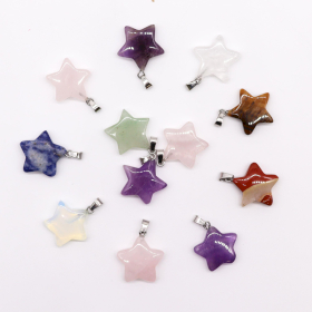 12x Gemstone Stars Pendants (12 assorted) 20x6mm