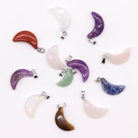 12x Gemstone Moons Pendants (12 assorted) 20x13mm