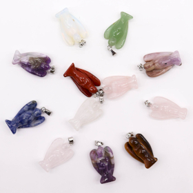 12x Gemstone Mini Angels Pendants (12 assorted) 26x18mm