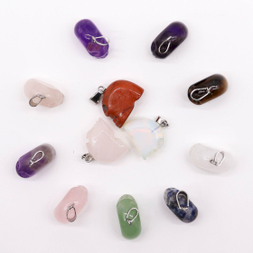 12x Gemstone Mini Skulls Pendants (12 assorted) 20x15mm