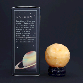 Yellow Jade Planet on a Sola Goldstone Stand (SATURN)