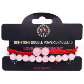 Gemstone Double Power Bracelets- Rose Quartz