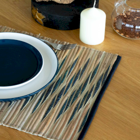 Water Hyacinth Natural Placemat - Blue Waves