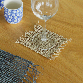 Set of 4 Seagrass Fringe Natural Coasters - Natural