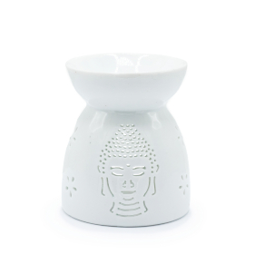 Oil Burner Buddha Cut Out- White