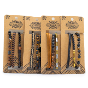 Mens Premium Bracelet Sets -  Black & Tans (asst)