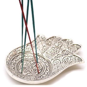 Polished Aluminium  Lrg Hamsa  Incense Holder