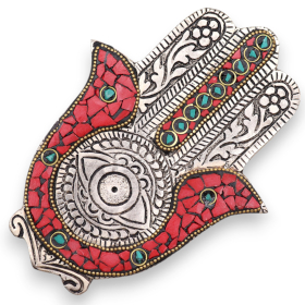 Red & Green Small Hamsa Incense Holder