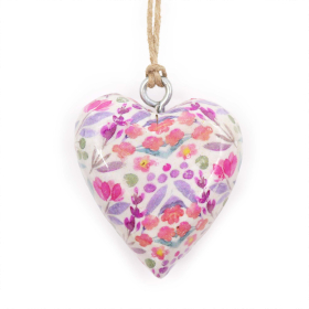 Lrg Decor Wood Heart -  Pretty Floral