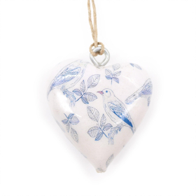 Lrg Decor Wood Heart -  Blue Bird