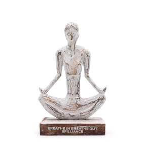 Wooden Yoga Lady - Whitewash - Easy Pose - 