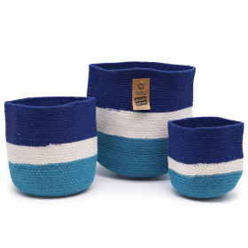 Set of 3 Evil Eye Jute Rope Baskets