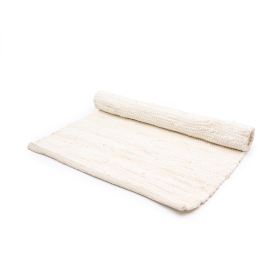 Small Indian Handloom Cotton Rug - Cream