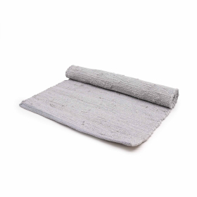 Small Indian Handloom Cotton Rug - Grey