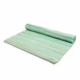 Medium Indian Handloom Cotton Rug - Aqua