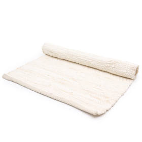 Large Indian Handloom Cotton Rug - Cream