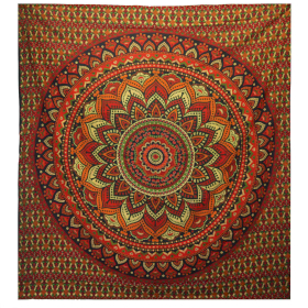 Double Cotton Bedspread + Wall Hanging - Classic Mandala - Green