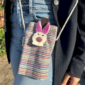 Phone Holder Bag Stripes Pink  - bunny decor